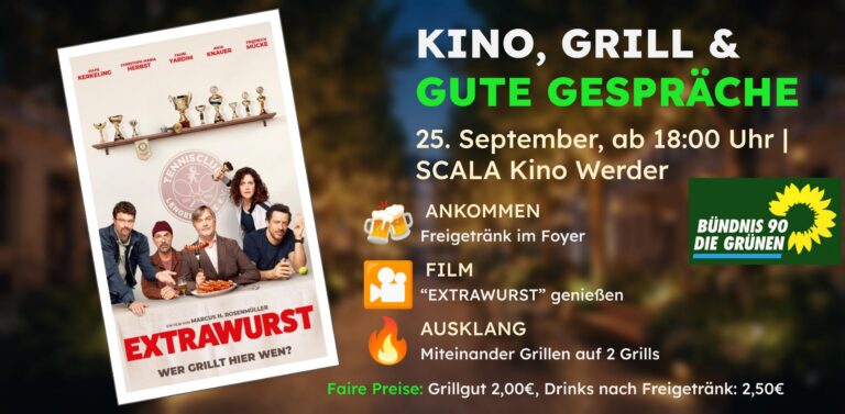 Kino, Grill & gute Gespräche: Grüner Kinoabend mit „Extrawurst“